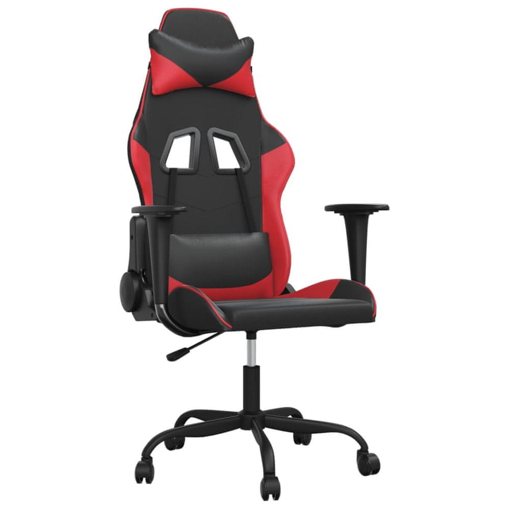 Vidaxl Masážna herná stolička čierna a červená umelá koža